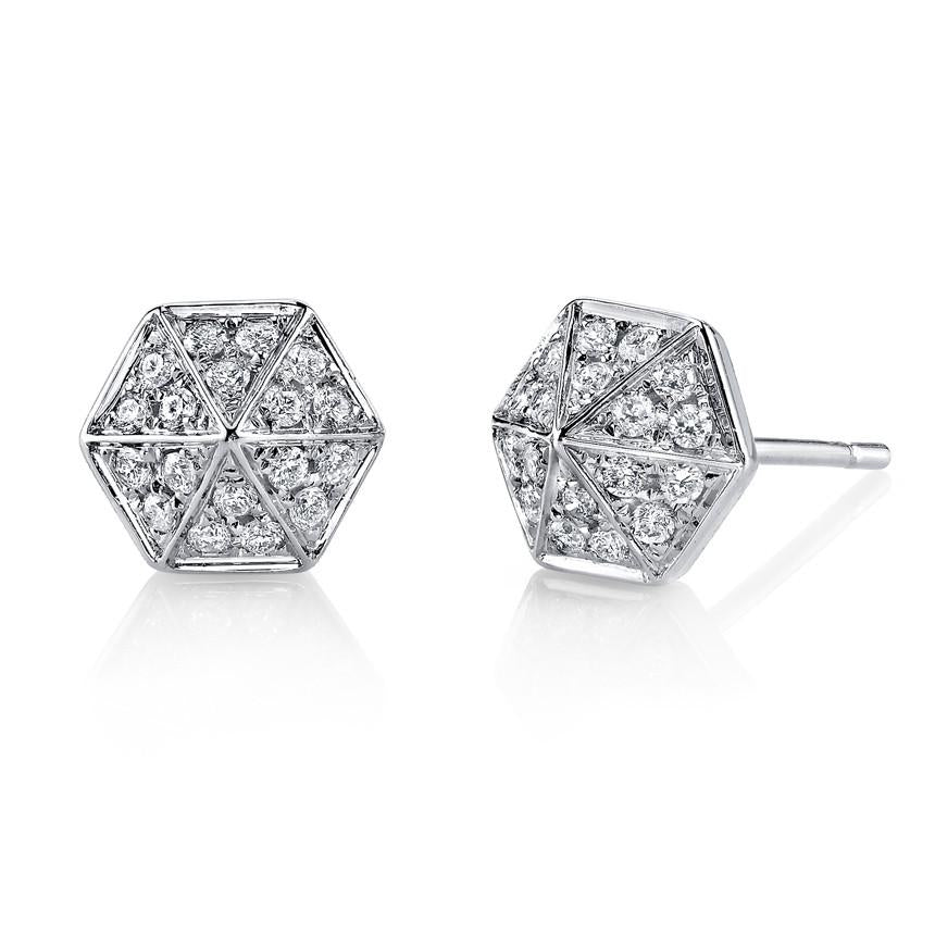 DIAMOND SIX-SIDED SPIKE STUD EARRINGS