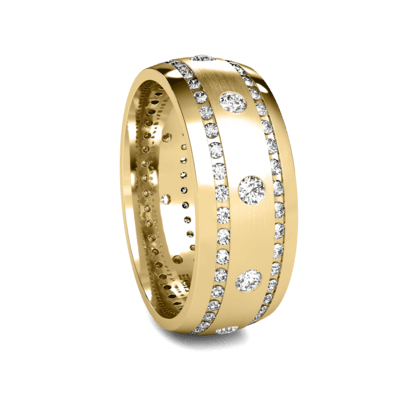 14K Solid Yellow Gold Diamond Mens Wedding Bands