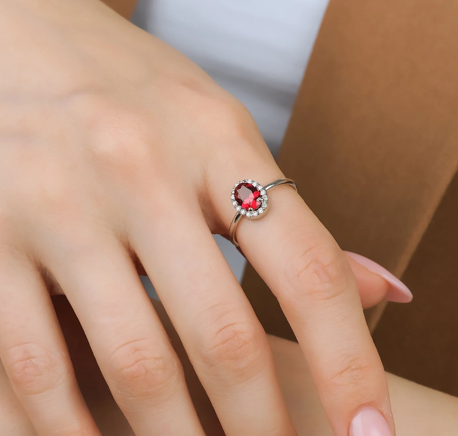 14K Gold 1 Carat Oval Ruby and Diamond Engagement Ring