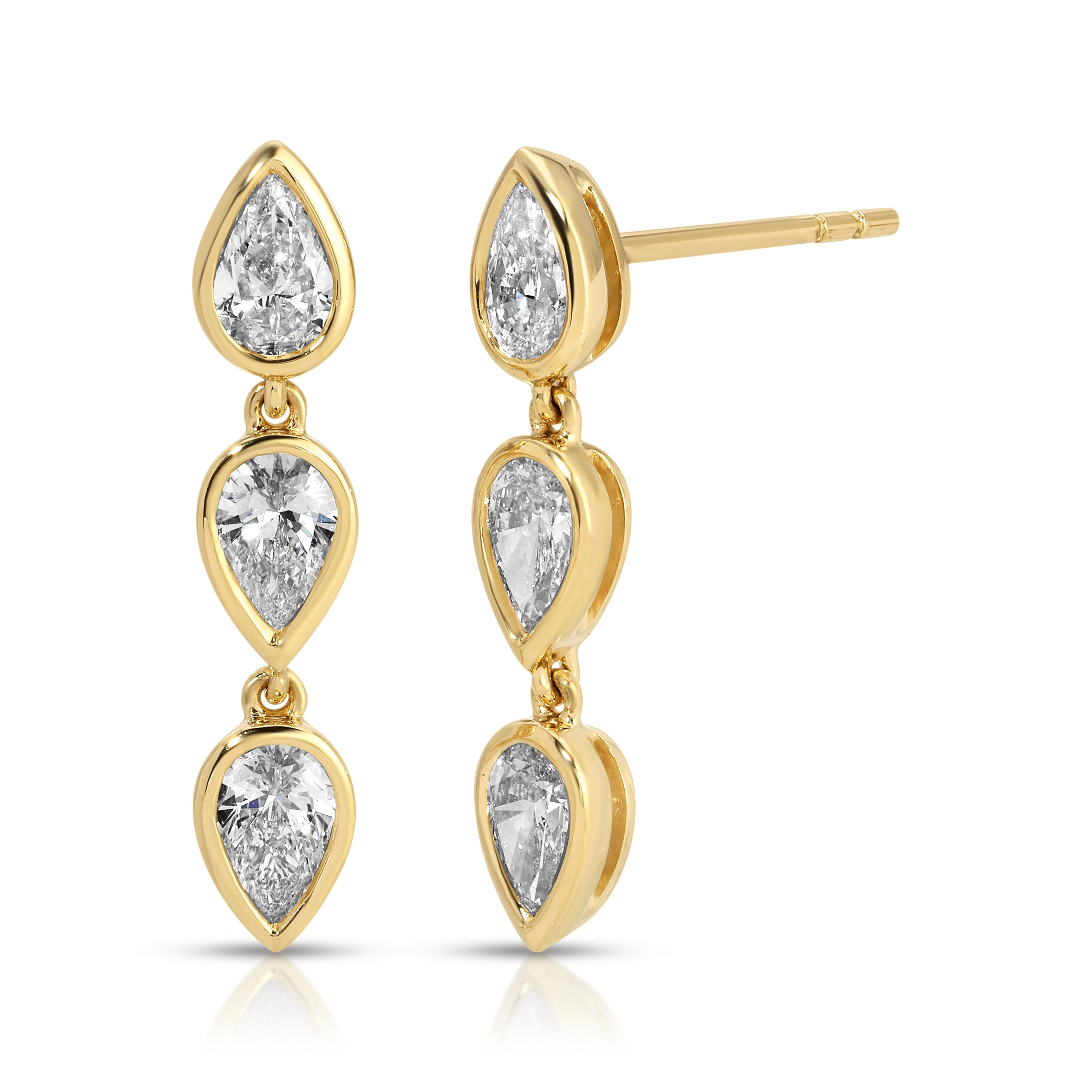 BEZELED PEAR DIAMOND ELODIE DROPS