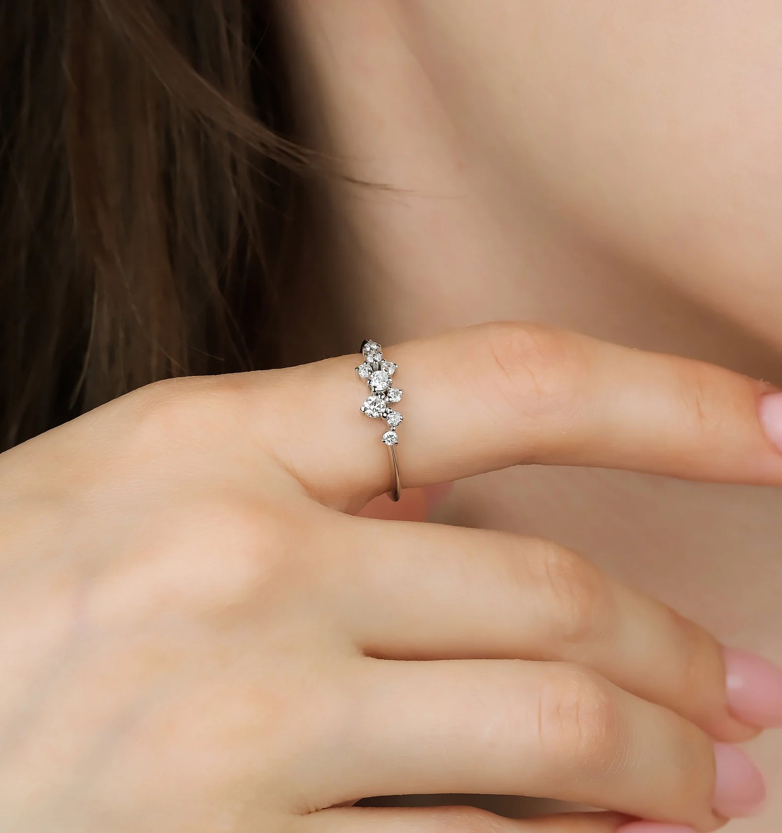 14K Gold Diamond Cluster Ring