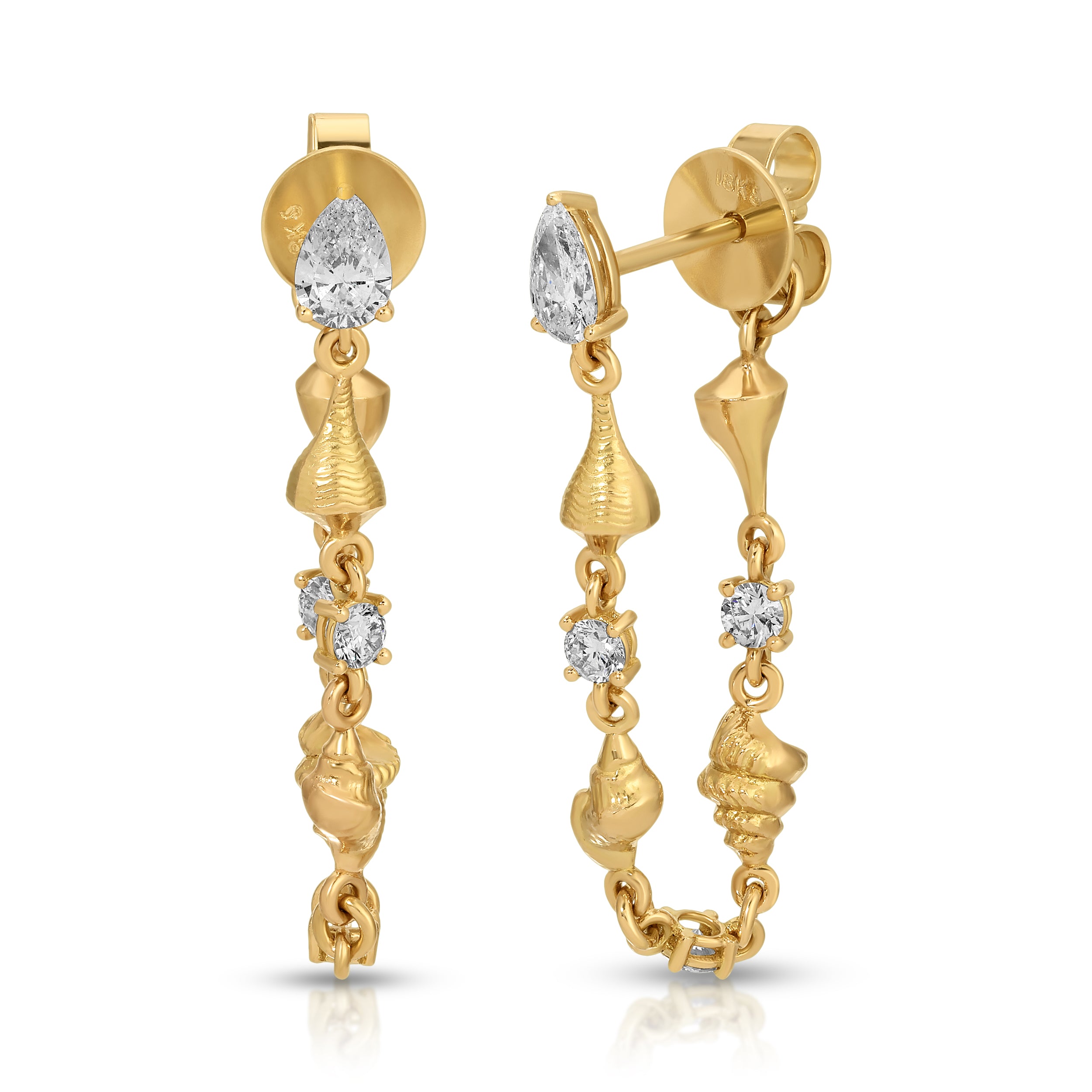 DIAMOND SHELLS BY THE YARD LOOP EARRINGS