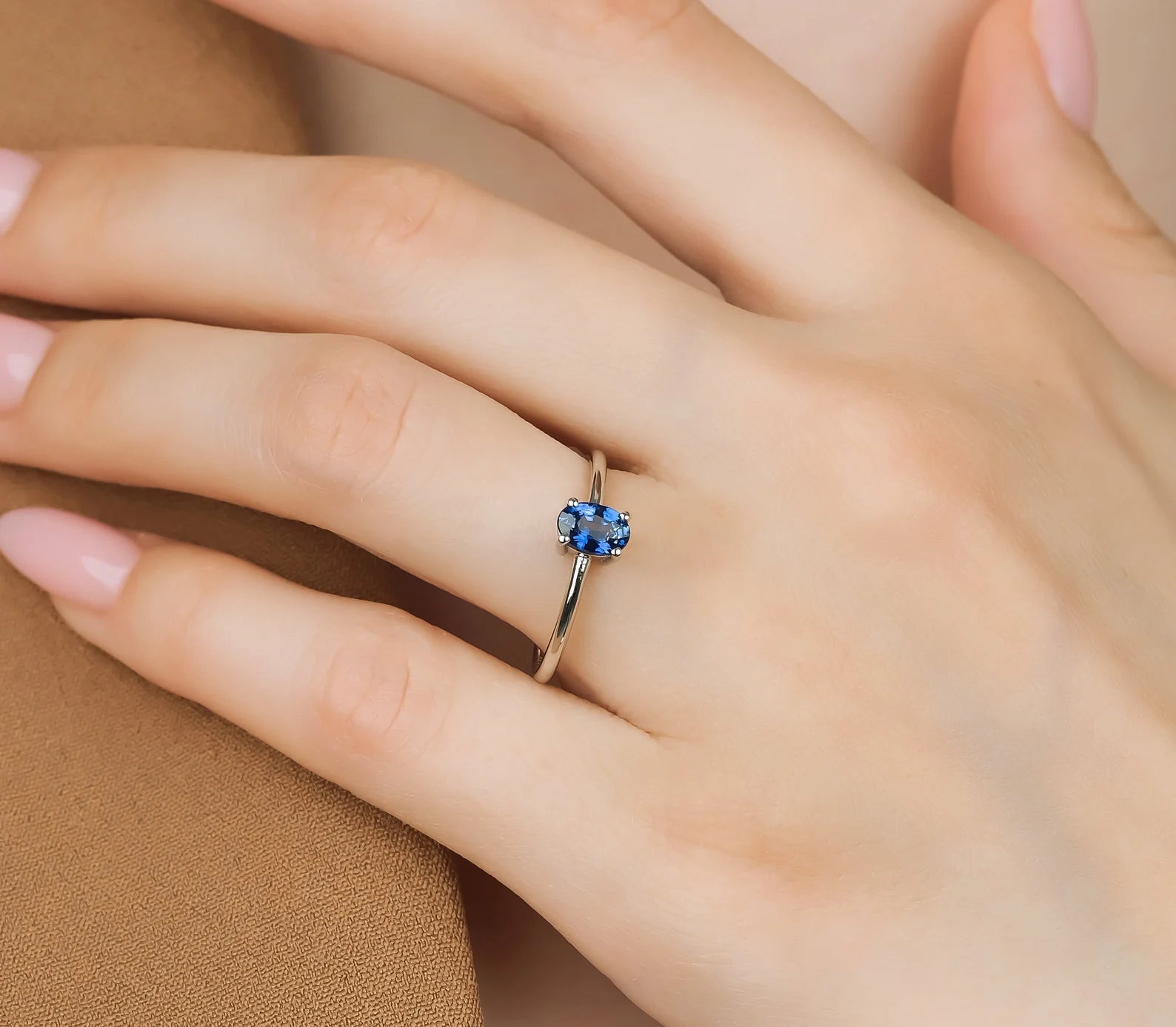 14K Gold Sapphire Solitaire Engagement Ring