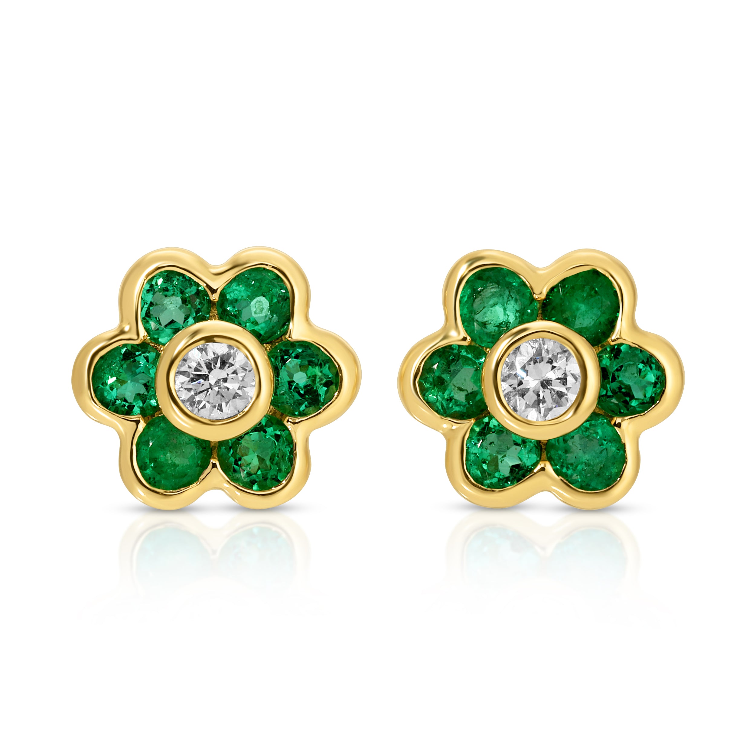 SMALL EMERALD FLORA STUDS