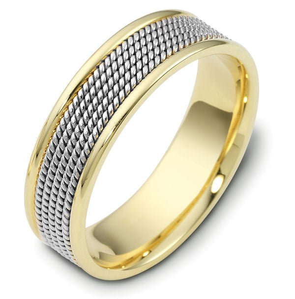 18K Yellow Gold and Platinum Rope Braided Wedding Band