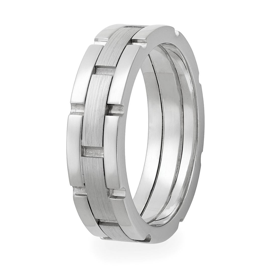 14K Solid White Gold Handmade Wedding Bands