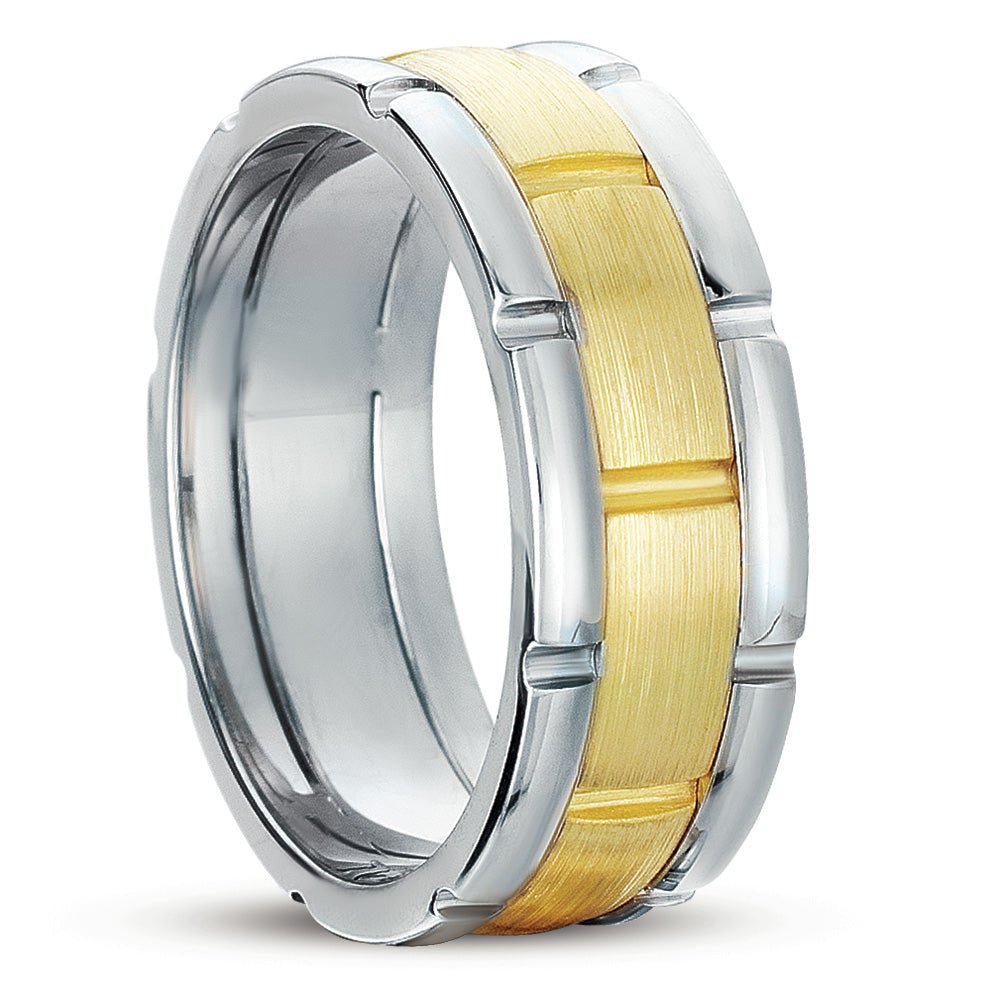 14K Two Tone Gold Handmade Mens Wedding Bands