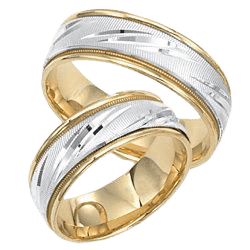 Two Tone Gold His and Hers Wedding Rings