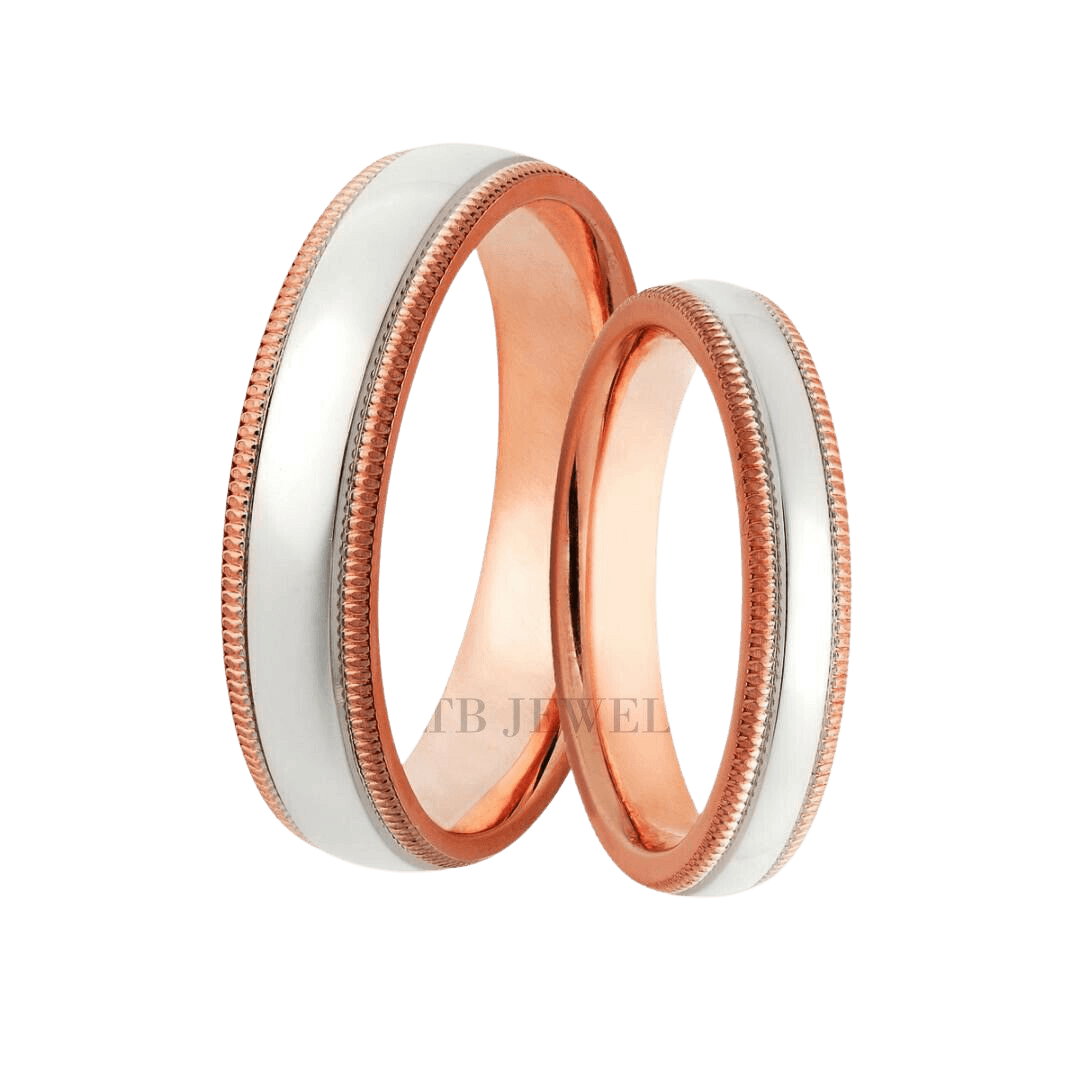 14K White and Rose Gold His and Hers Wedding Rings