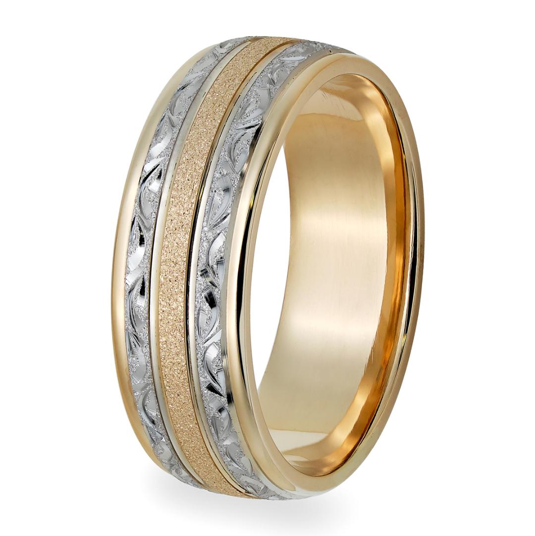 Hand Engraved Mens Wedding Bands
