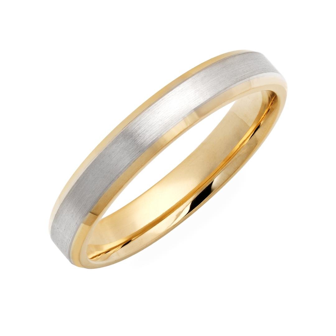 14K Solid White and Yellow Gold Wedding Bands