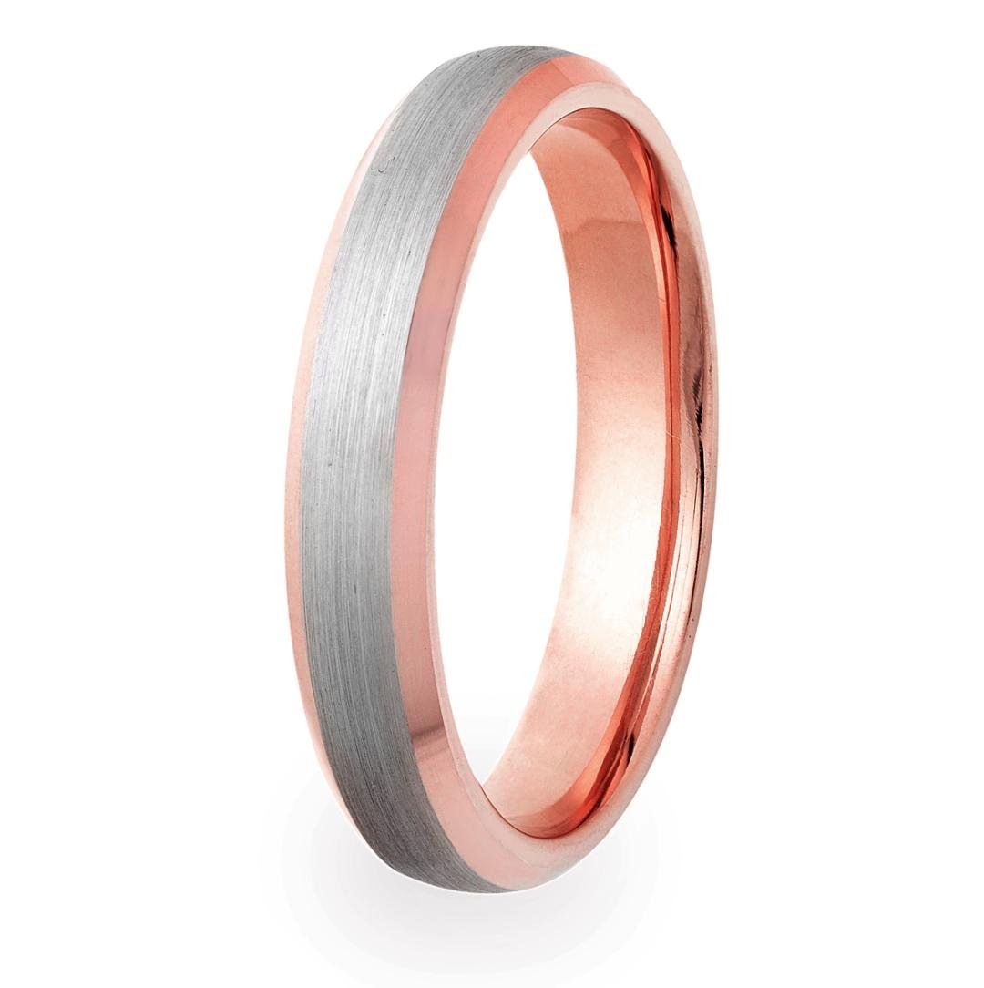 14K Solid Rose Gold and Platinum Wedding Bands