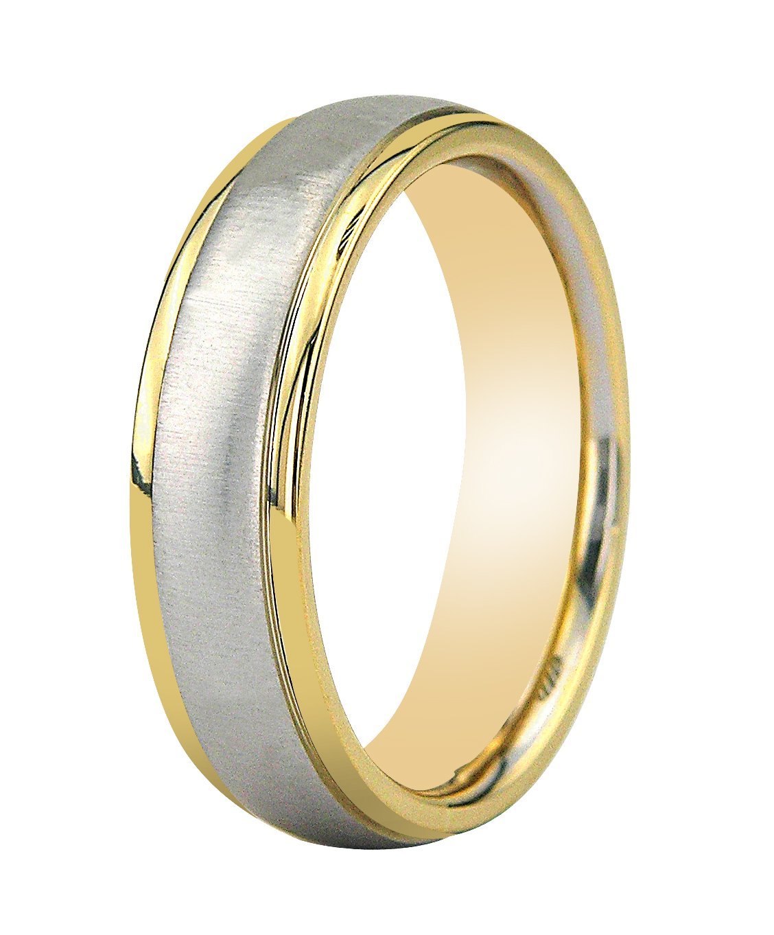 10K 14K 18K White and Yellow Gold Mens Wedding Bands
