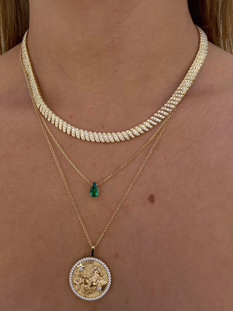 PEAR SHAPED EMERALD PENDANT .90