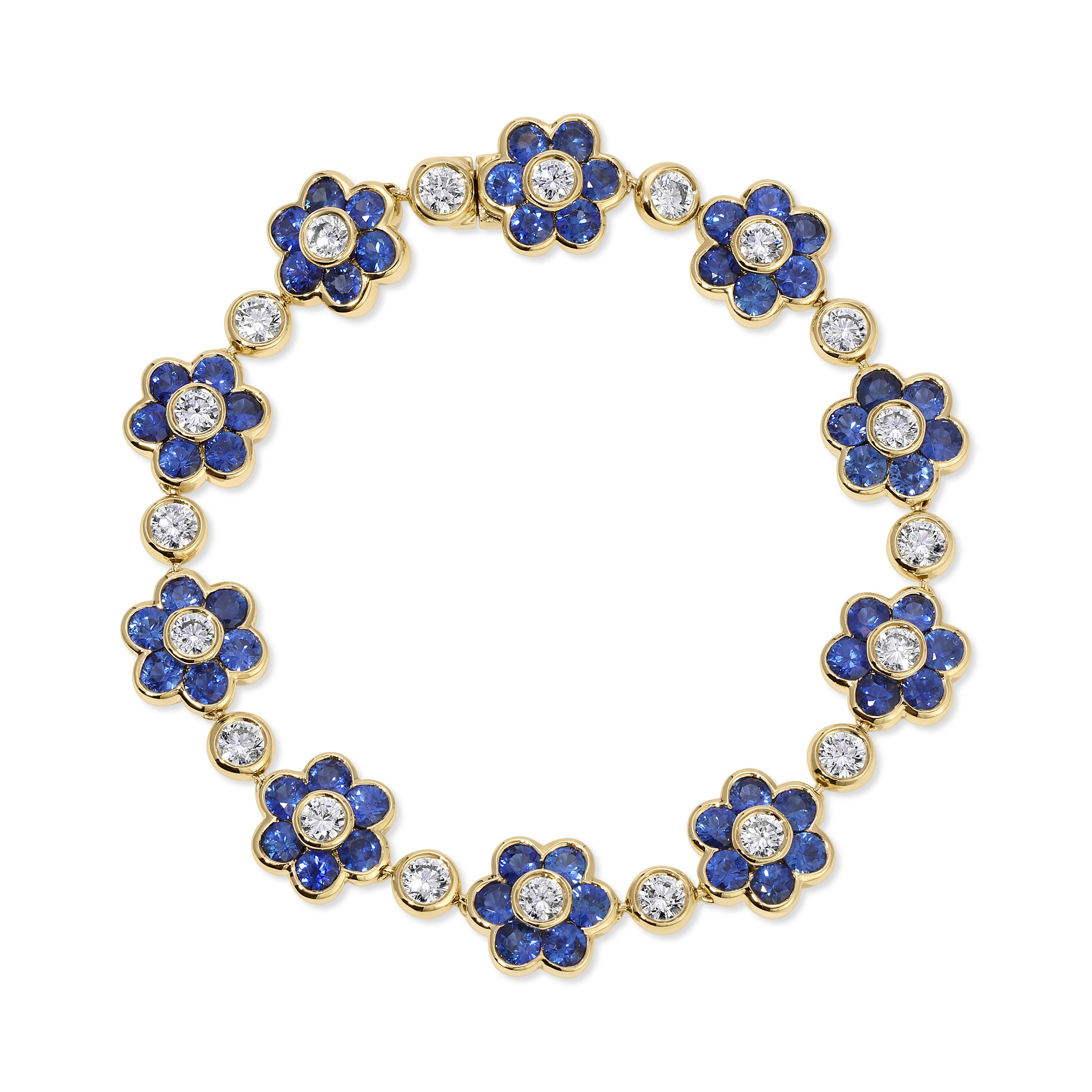 BLUE SAPPHIRE  AND DIAMOND FLORA BRACELET