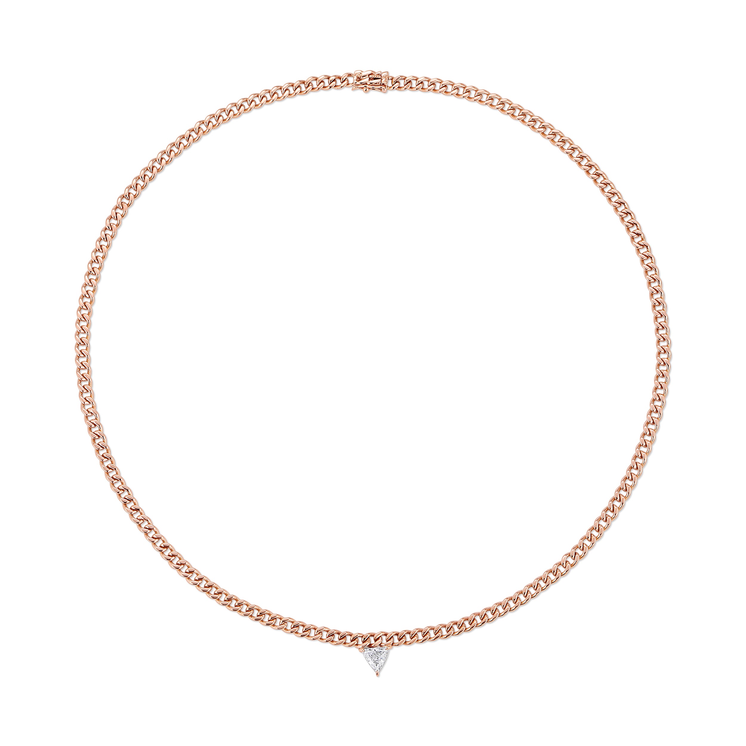 CUBAN LINK NECKLACE WITH TRILLION DIAMOND CENTER
