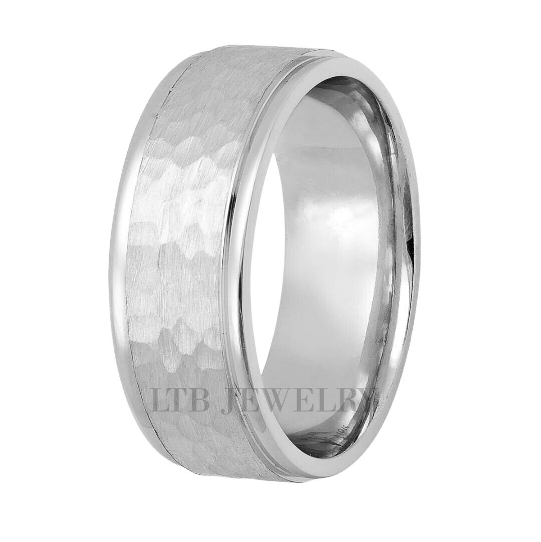 14K White Gold Mens Wedding Rings