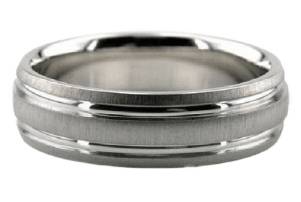 6mm 10K 14K 18K Solid White Gold Brushed Finish Mens Wedding Bands