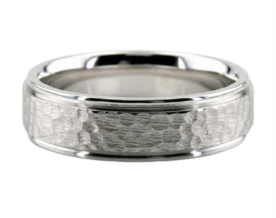 Platinum Hammered Finish Wedding Bands