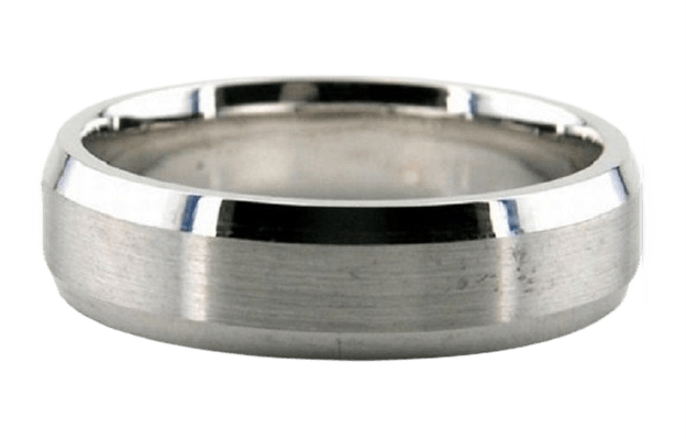 White Gold 6mm 10K 14K 18K Beveled Edge Mens Wedding Rings