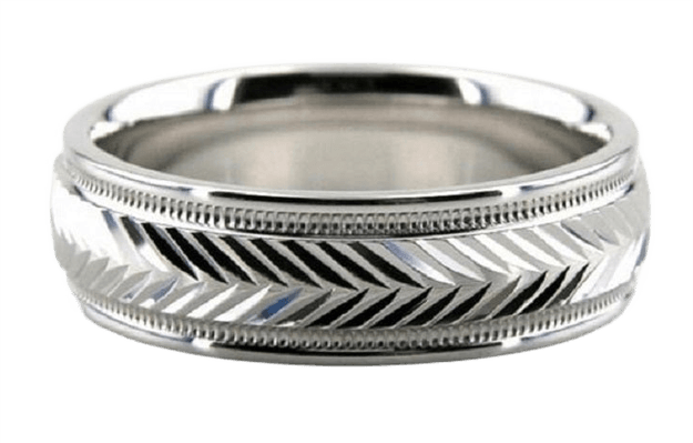 6mm Milgrain Platinum Mens Wedding Bands