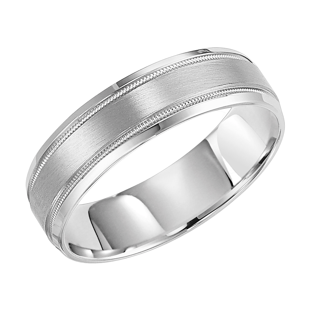 White Gold Milgrain Mens Wedding Rings