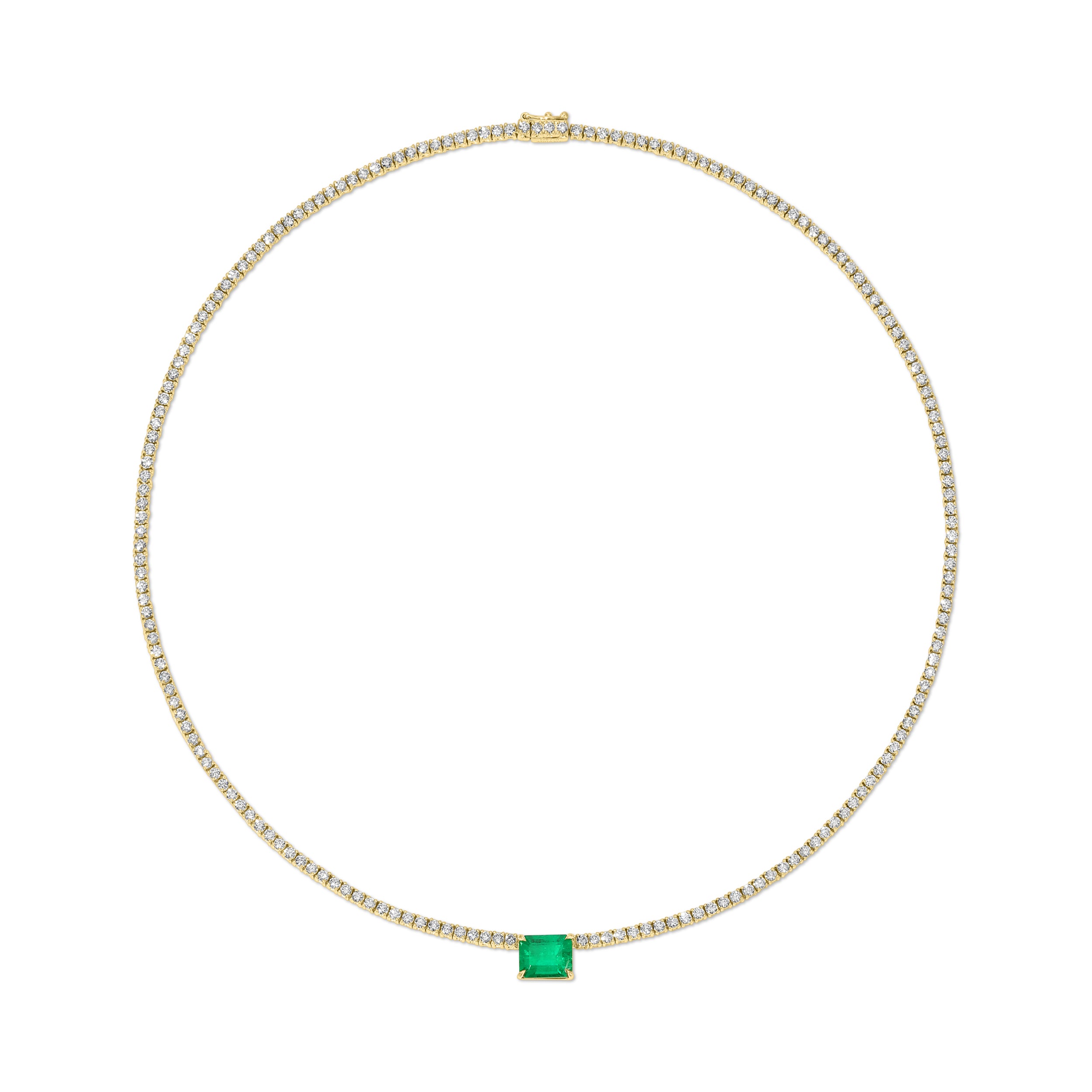 HEPBURN CHOKER WITH EMERALD CUT COLOMBIAN EMERALD CENTER