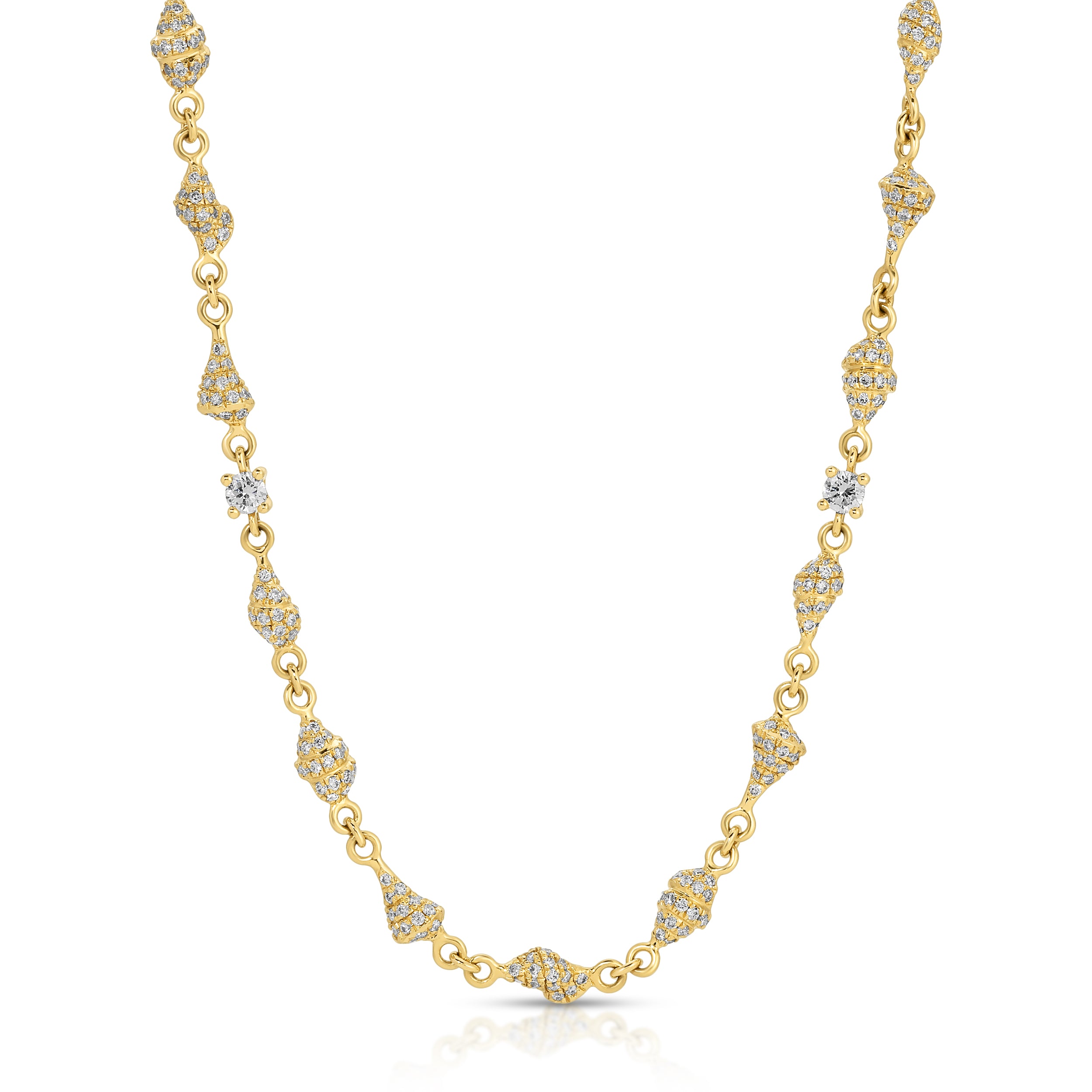 SHELL BY THE YARD NECKLACE WITH PAVE DIAMONDS