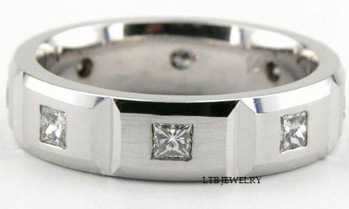 0.80 Carat Princess Cut Diamond Mens Wedding Bands