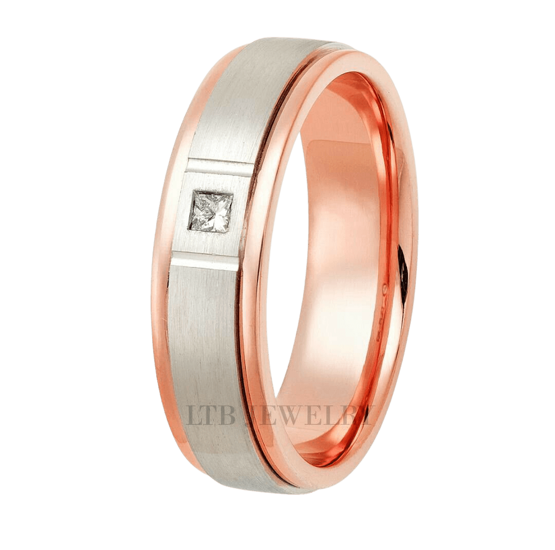 Princess Cut Diamond Mens Wedding Bands