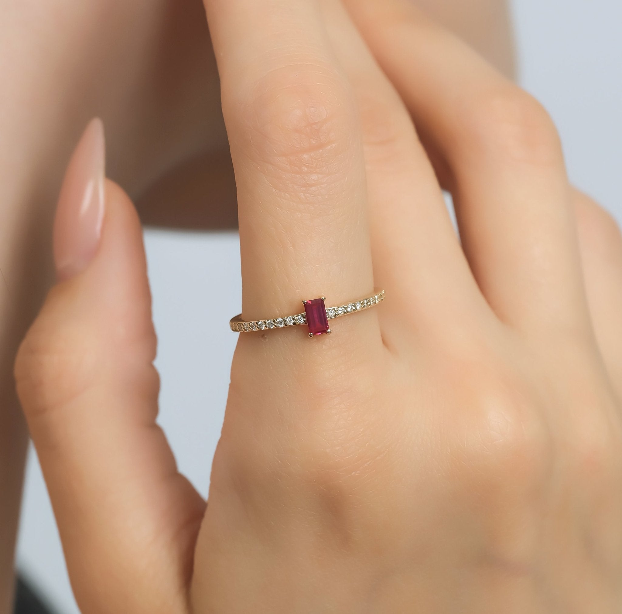 14K Gold Ruby and Diamond Eternity Wedding Ring 3 14K Gold Ruby and Diamond Eternity Wedding Ring