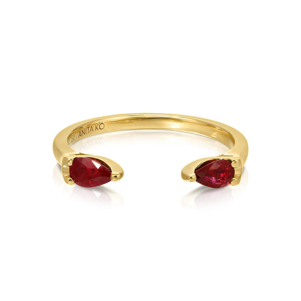 RUBY PEAR ORBIT RING