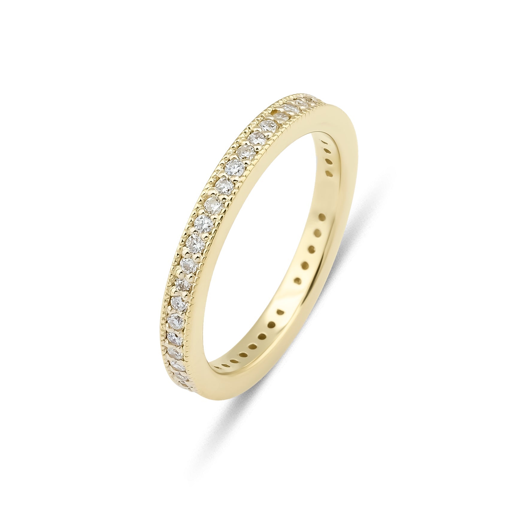 14K Yellow Gold Full Eternity Diamond Wedding Bands