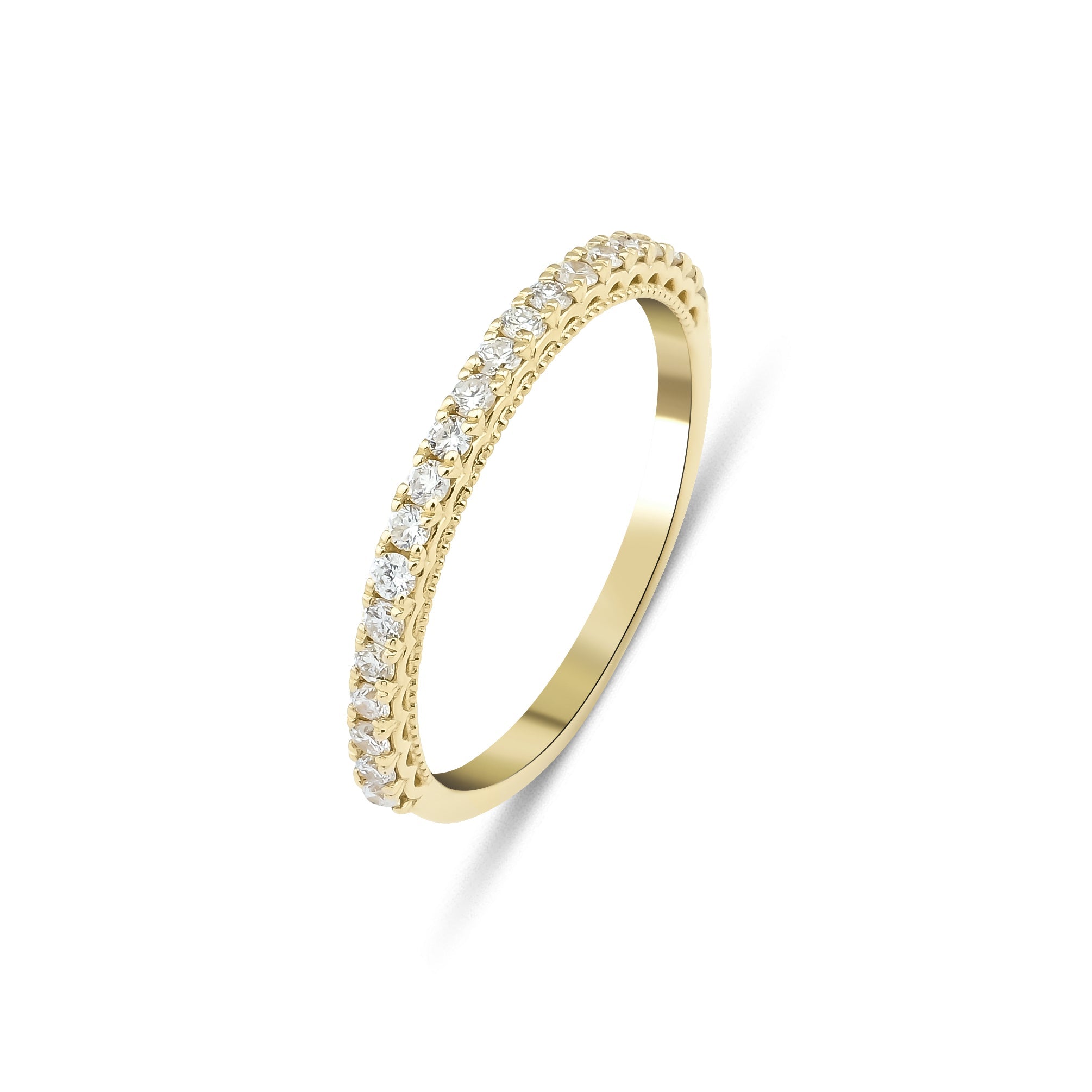 14K Gold Half Eternity Diamond Wedding Ring