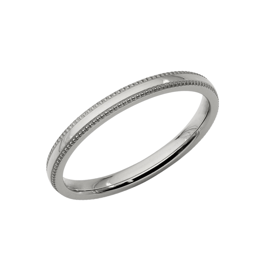 Platinum Milgrain Dome Wedding Bands