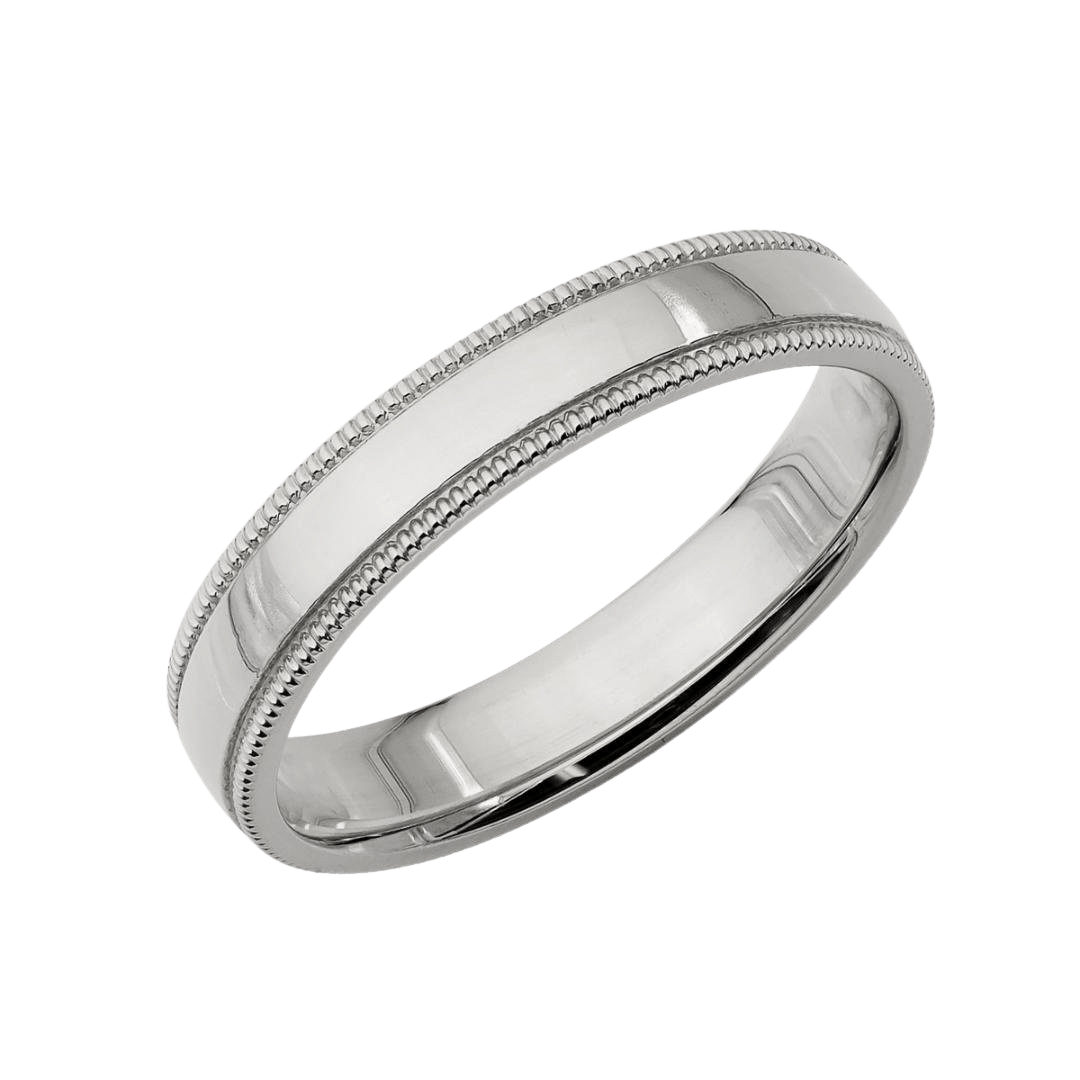 4mm Dome Milgrain Platinum Wedding Bands