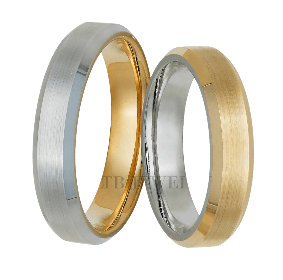 Two Tone Gold His and Hers Wedding Bands
