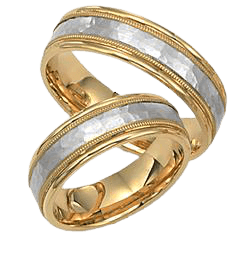 Hammered Finish His and Hers Matching Wedding Rings Set