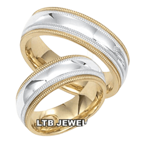 His and Hers Two Tone Gold Wedding Bands