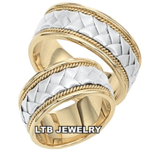 Two Tone Gold His and Hers Handmade Wedding Bands