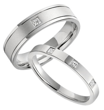 His and Hers Platinum Princess Cut Diamond Wedding Bands