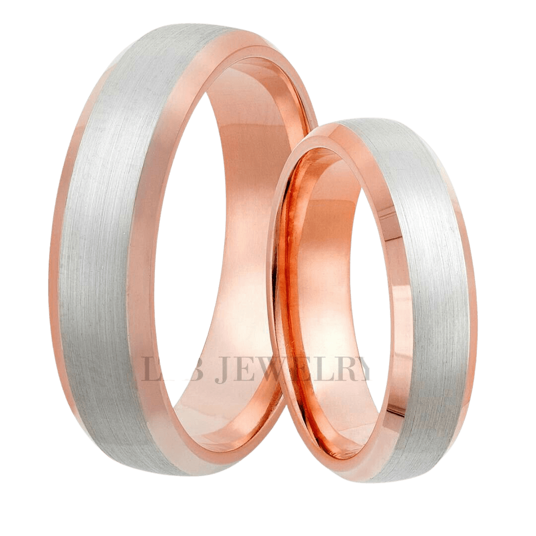 Two Tone Gold His and Hers Wedding Rings