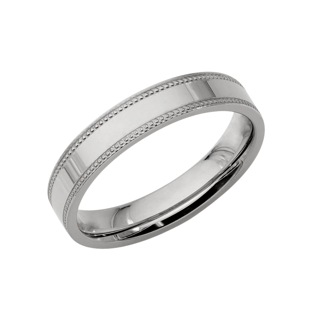 4mm Flat Milgrain Mens and Womens Platinum Wedding Rings