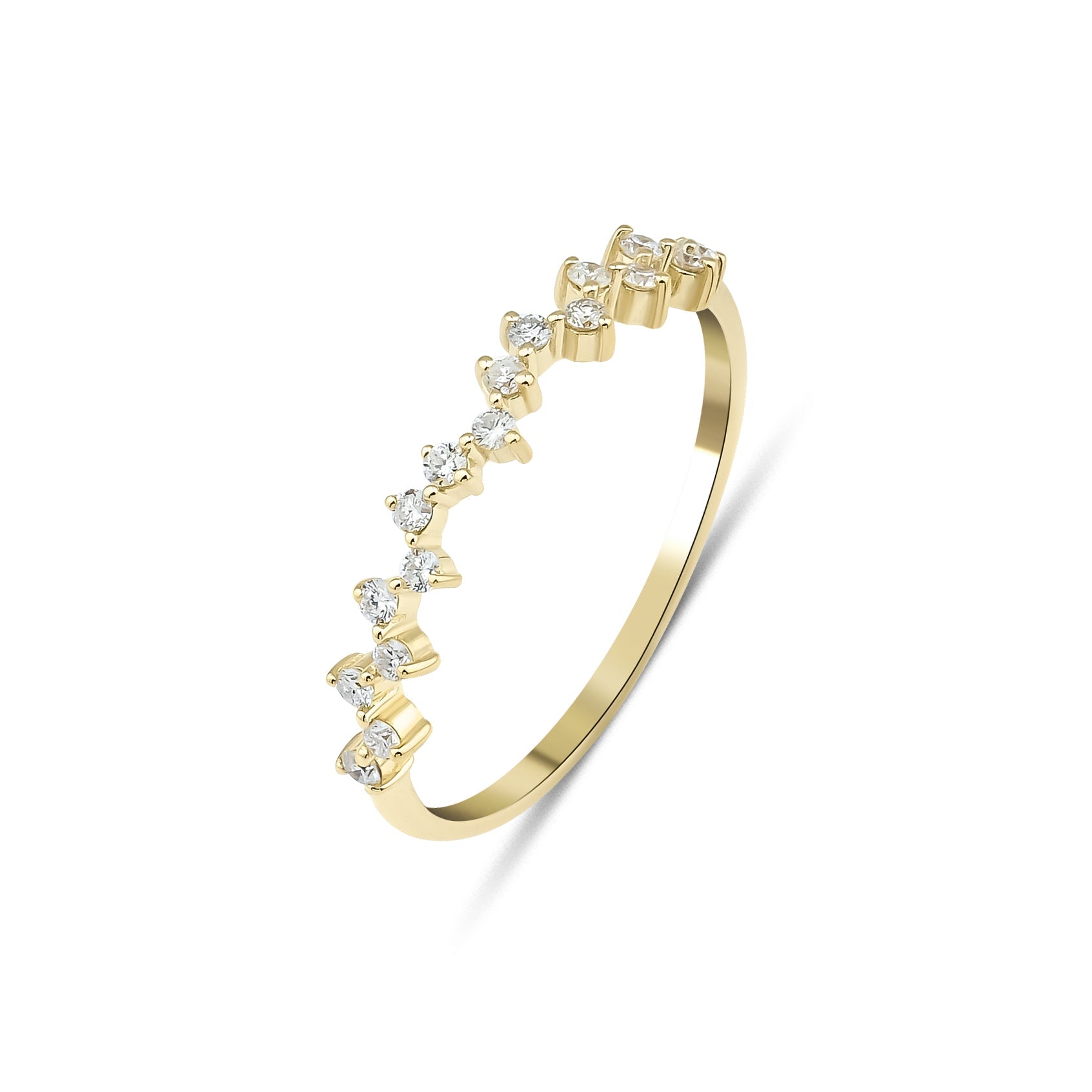 14K Yellow Gold Diamond Cluster Ring