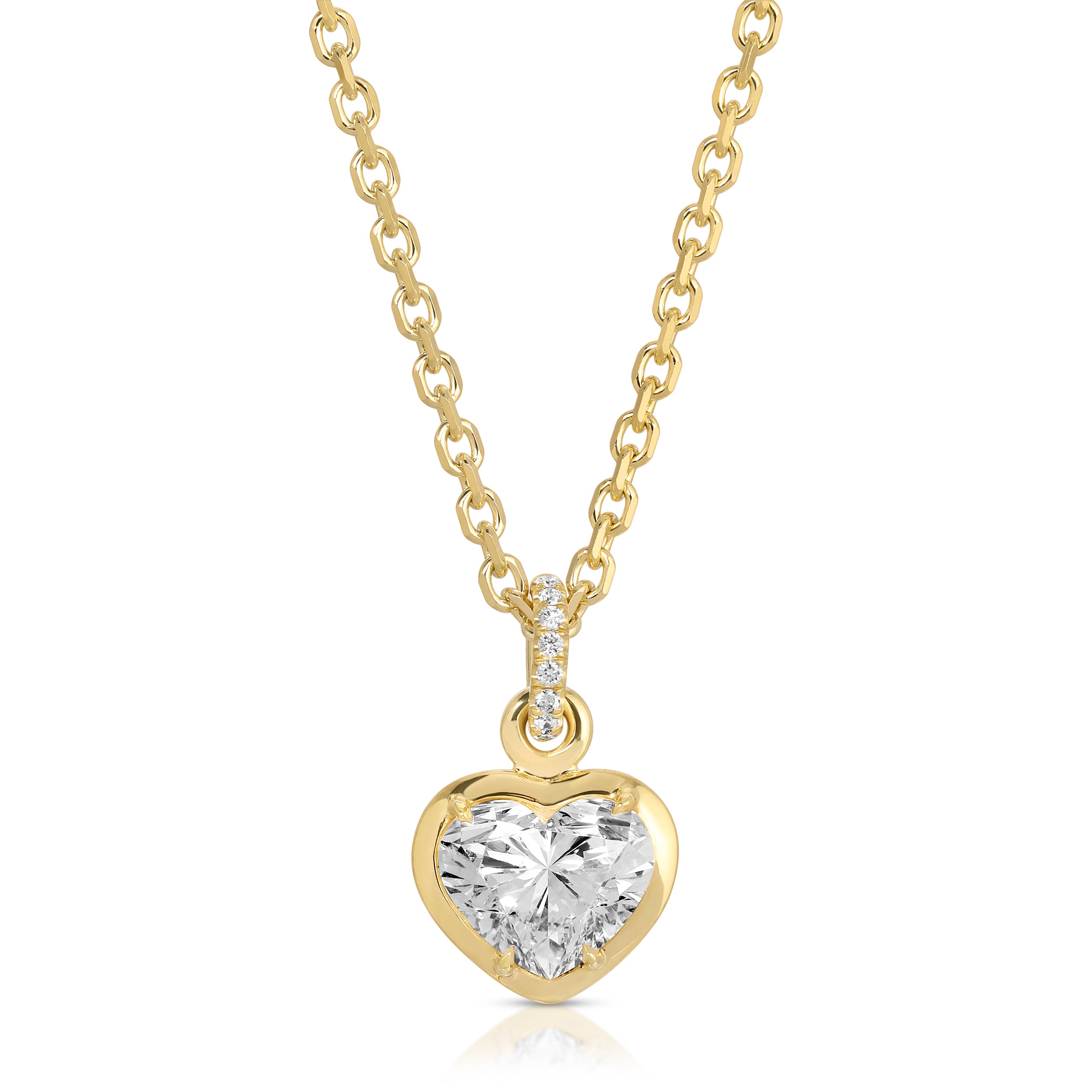 BEZELED HEART DIAMOND PENDANT WITH DIAMOND BAIL