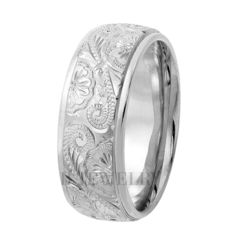 Platinum Hand Engraved Wedding Bands