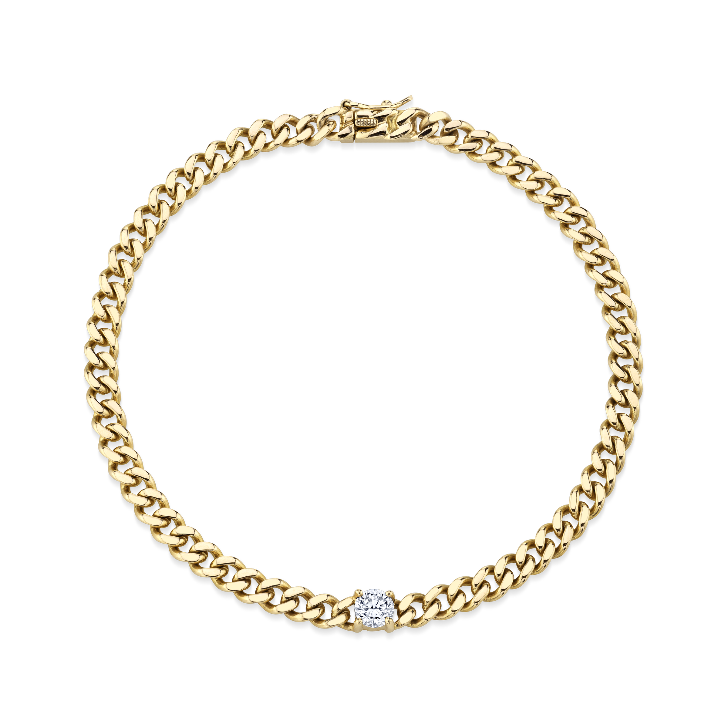 SMALL CUBAN LINK BRACELET WITH ROUND DIAMOND CENTER