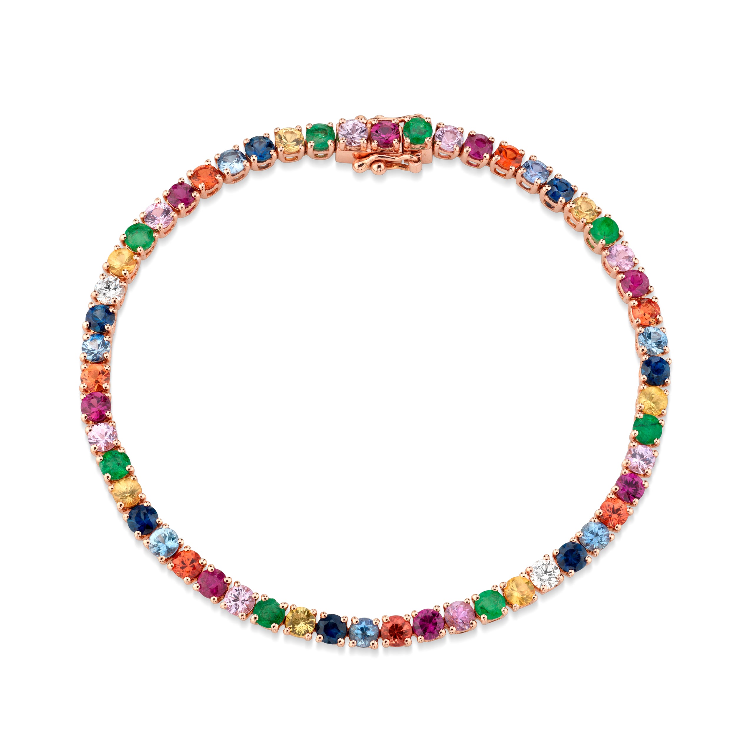 LARGE MULTI-COLORED FINE GEMSTONE AND DIAMOND HEPBURN BRACELET