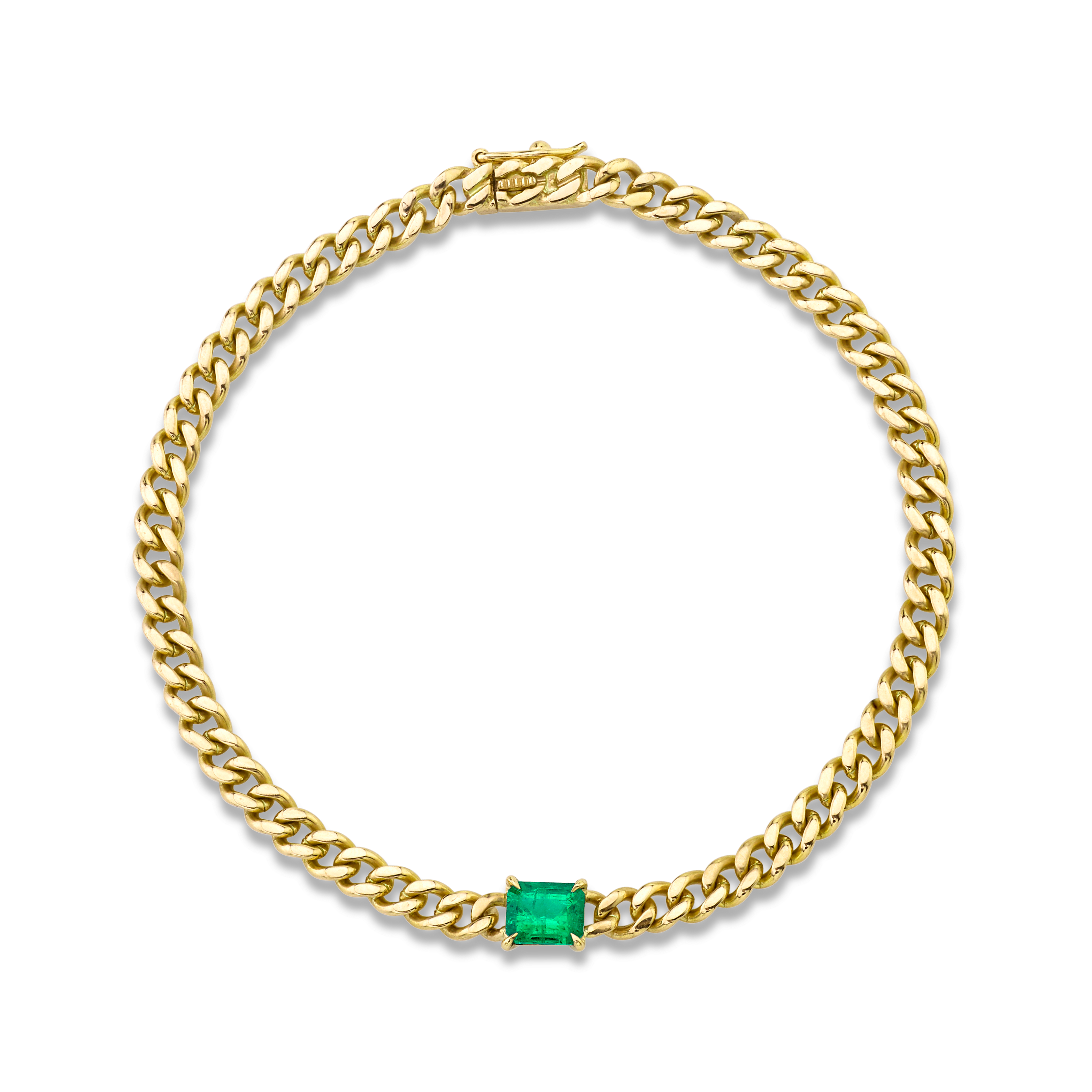 CUBAN LINK BRACELET WITH EMERALD CENTER