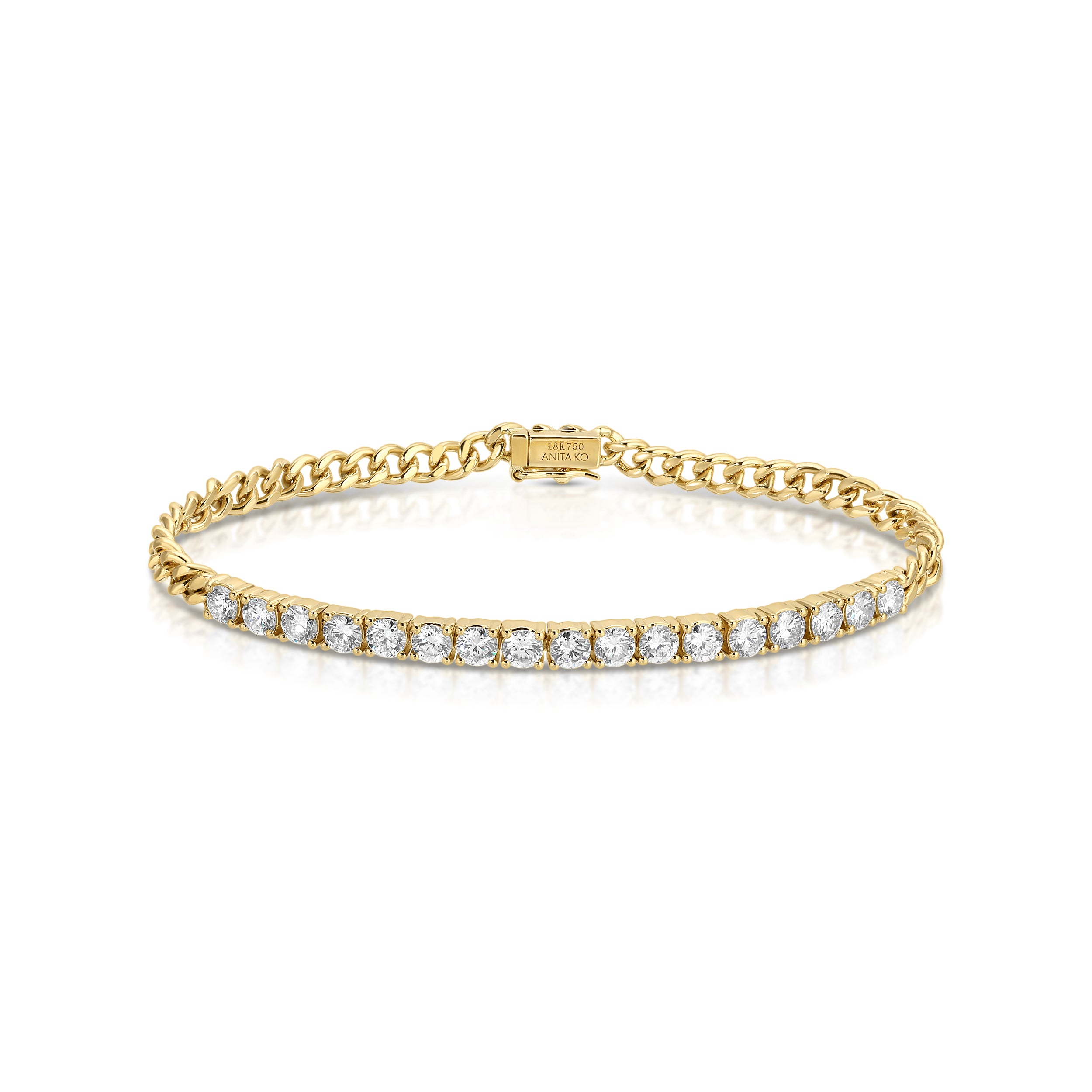 CUBAN LINK AND DIAMOND LINE BRACELET